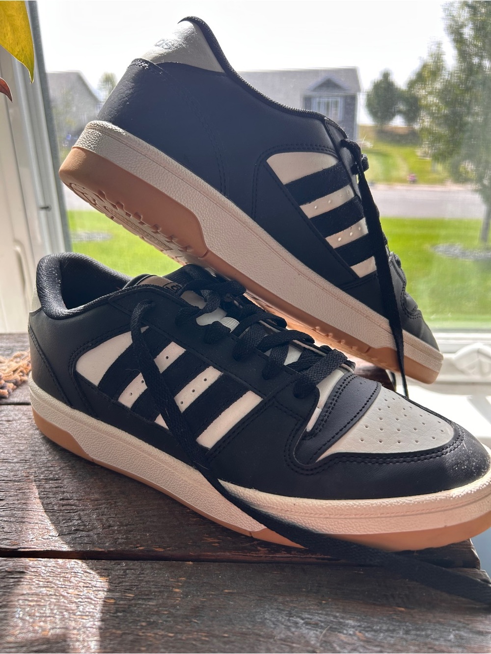 adidas Black, White and Gum Low-Top Sneakers